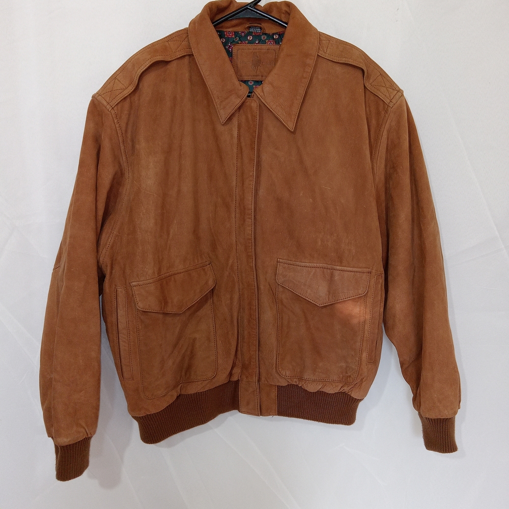 Vintage Hunt Club  Genuine Leather Bomber Jacket Mens Medium Chore Work Coat - Picture 9 of 16